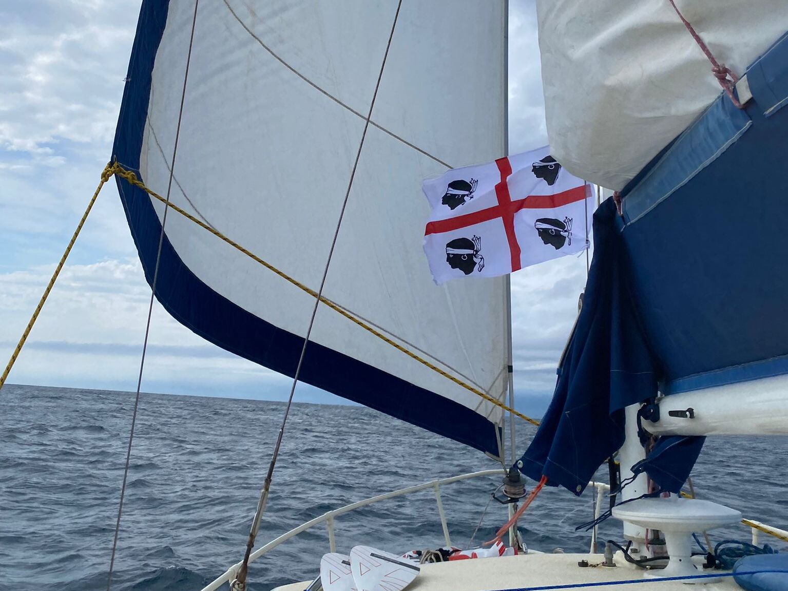 Sailing boat with the flag of Sardinia